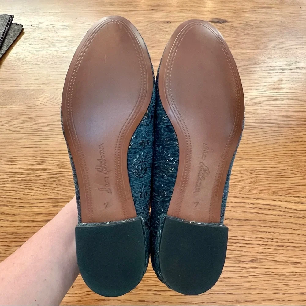 ⭐️ SAM EDELMAN NEW Size 7M US Blue Jordy Jacquard Loafers Shoes Embroidered